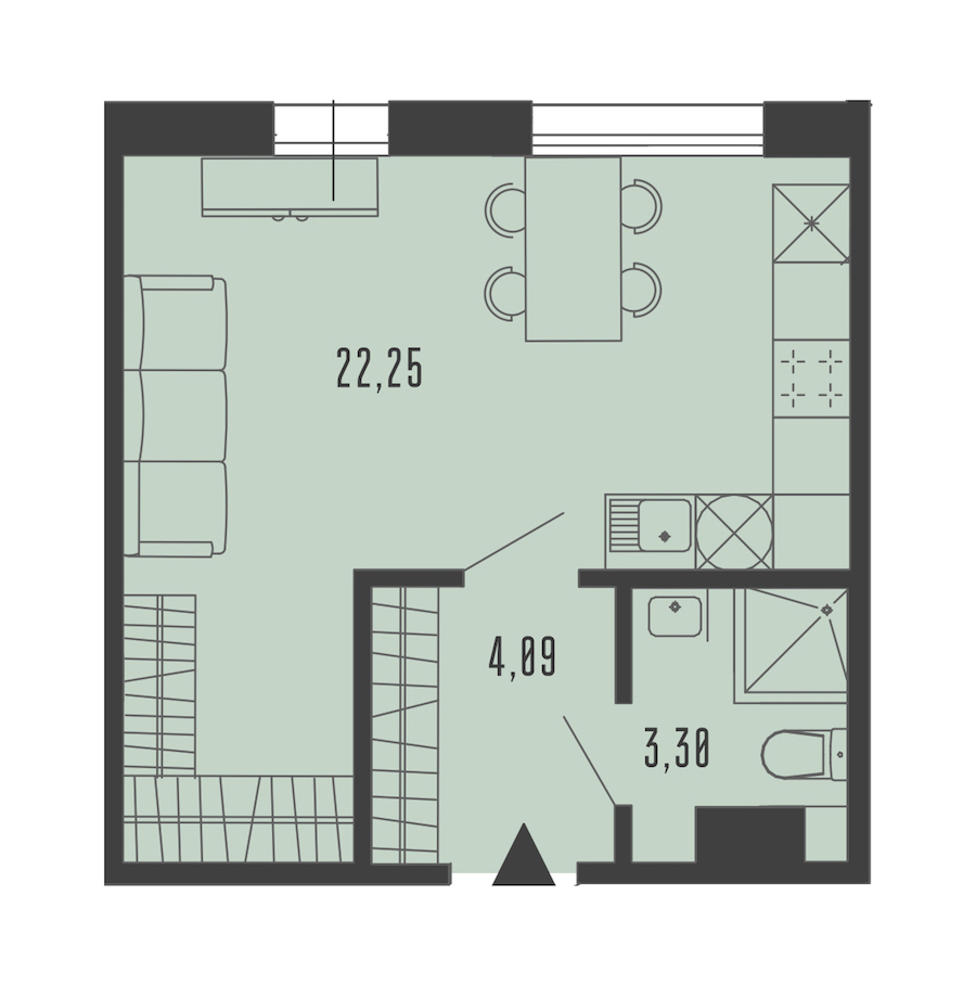 Квартира студия 29.64 м², 4/5 эт., Комплекс апартаментов «Bereg. Курортный»